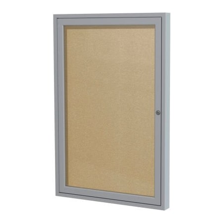 Ghent Ghent Enclosed Bulletin Board, Outdoor, 1 Door, 36"W x 36"H, Caramel Vinyl/Silver Frame PA13636VX-181